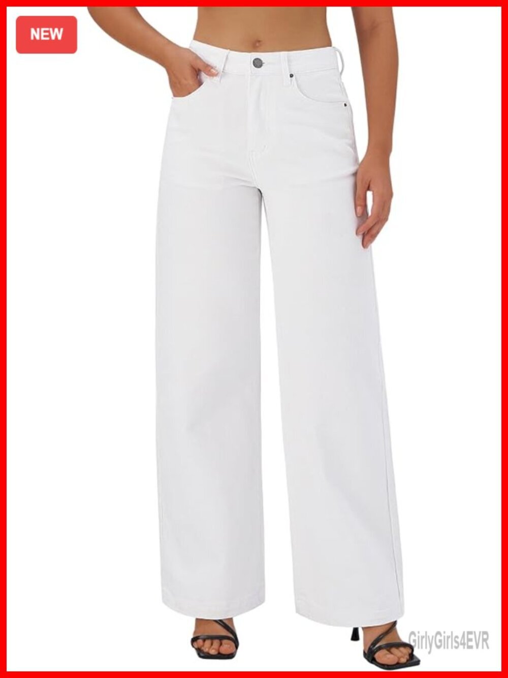 High Waisted Stretchy Wide Leg Denim Jeans Trouser Pants